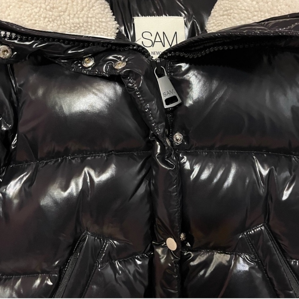 Sam. Glossy Black Puffer Jacket - image 2